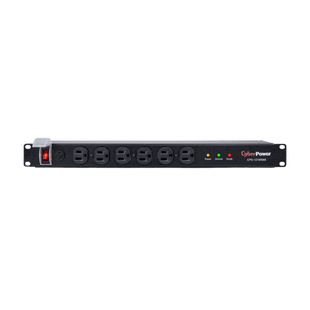 PDU Básico Para Distribución de Energía con Supresor de Picos, Con 12 Tomas NEMA 5-15R Traseras, 1UR, 15 Amp, 120 Vca, 1800 Joules de Protección