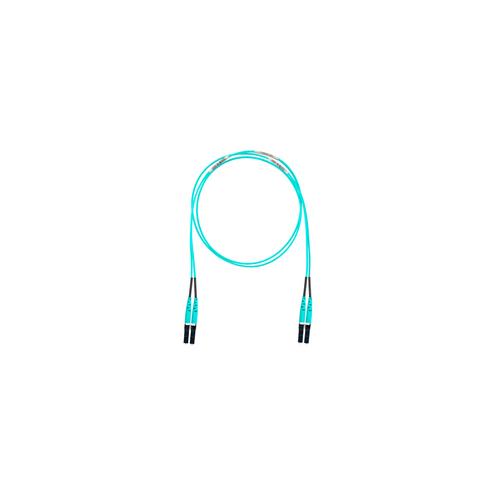 Jumper de Fibra Óptica Multimodo 50/125 OM4, LC-LC Duplex, OFNR (Riser), Color Aqua, 18 Metros