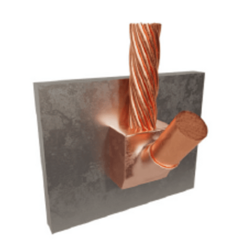 Molde para Soldadura Exotérmica para Cable 1/0 AWG a Superficie de Acero en Vertical hacia Arriba a 90°