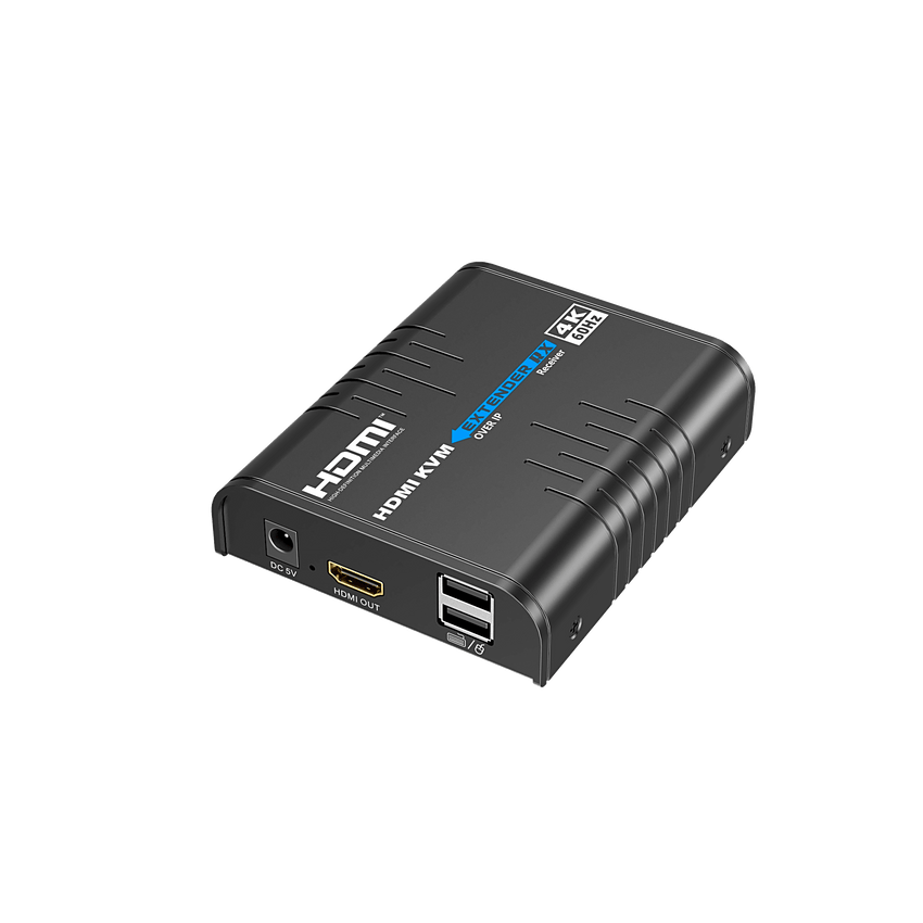 Extensor KVM HDMI 4K a 60 Hz | Transmisión hasta 120 mts con CAT6 | Resolución 4096x2160@60Hz | Ancho de Banda 18Gbps | HDCP1.4 y HDCP2.2 | Latencia 120~170ms | Conexión 1:1, 1:N, N:1, N:N | Solo Receptor