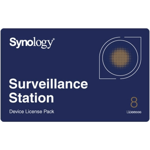 Licencias de Dispositivos de Vigilancia Synology | Paquete de 8 Licencias | Compatibilidad con Cámaras IP, Módulos de E/S, Altavoces IP | Gestión Centralizada CMS | Licencias Predeterminadas Incluidas.