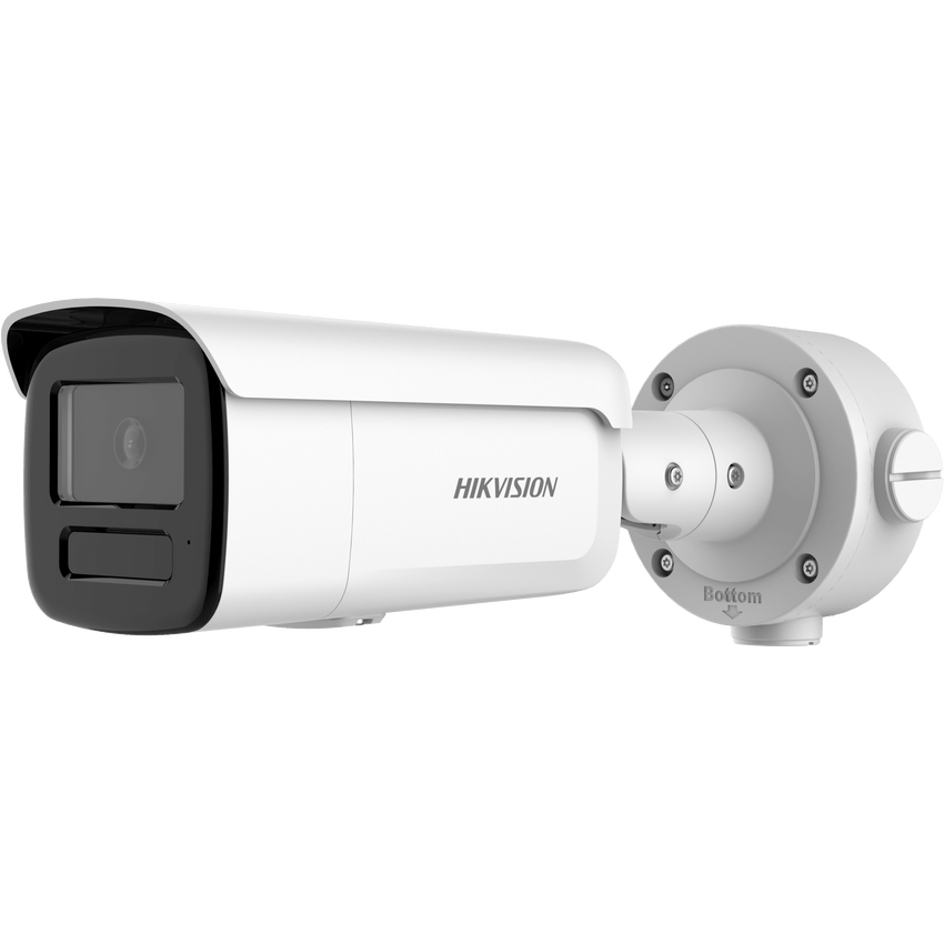 Cámara Bullet IP 4 Megapixel (2688 × 1520) / WDR 120 dB / EXIR IR 60-90 m (196.9-295.3 ft) / Clasificación IA Humano-Vehiculo / Audio Bidireccional / IP67 IK10 / H.265+