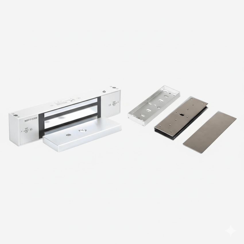 Kit Para Control de Acceso Incluye Chapa Magnética de 1200 Lbs / Montaje En "U" Para Puerta de Cristal /  Uso Interior / Certificación UL