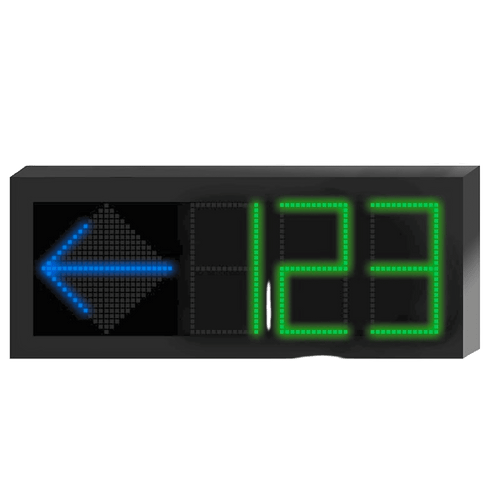 Panel LED Indicador de Estacionamiento Hikvision / 3 Dígitos con Flecha Direccional / Pantalla 7 Colores / Comunicación RS485-RJ45 / Montaje Colgante / Visualización Tiempo Real / Iconos Especiales