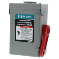 Interruptor de seguridad cerrado de doble ruptura. Interruptor de serie A, 2 polos, 2 hilos sin fusible, uso general. Nema 3R