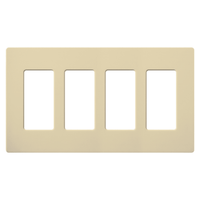 Placa de pared 4 espacios, color blanco, para atenuador (dimmer), switch ó control remoto PICO inalámbrico