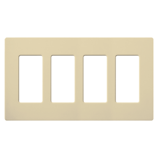 Placa de pared 4 espacios, color blanco, para atenuador (dimmer), switch ó control remoto PICO inalámbrico