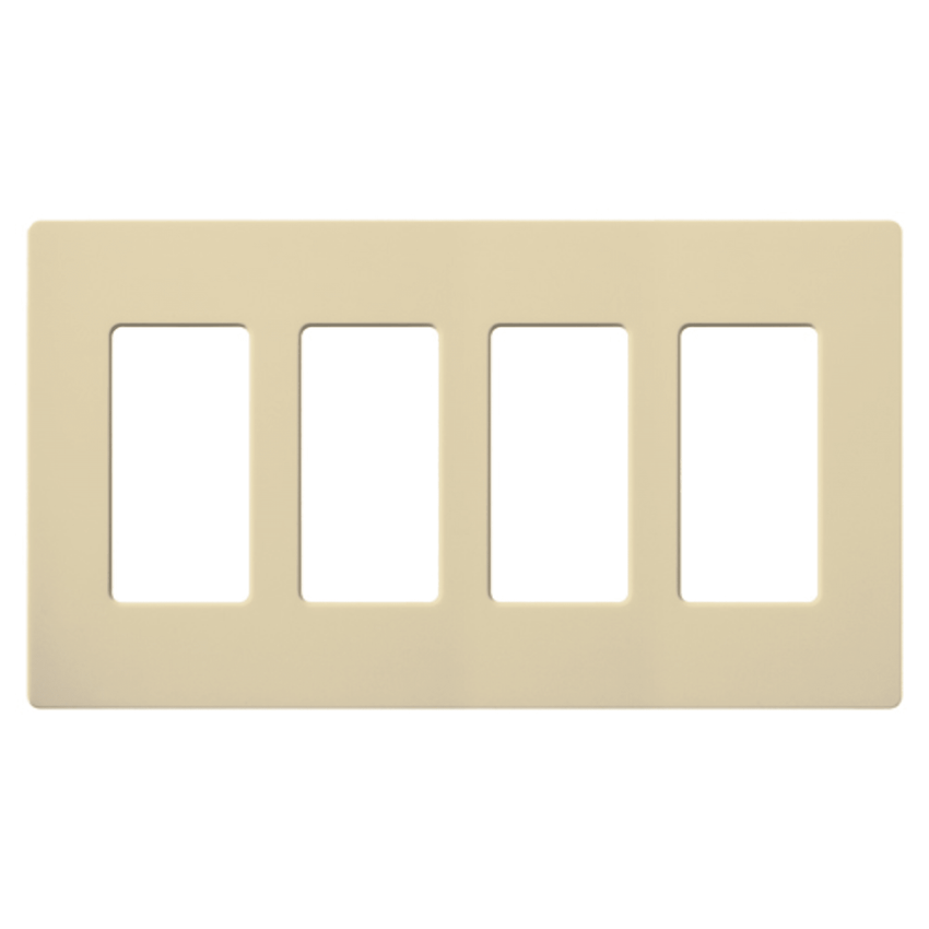 Placa de pared 4 espacios, color blanco, para atenuador (dimmer), switch ó control remoto PICO inalámbrico