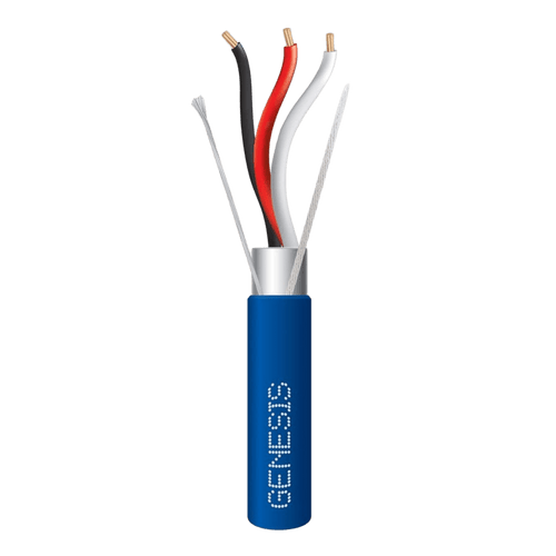 Carrete de 305 Metros (1000 Pies) de Cable 3 x 18 AWG / Plenum / BLINDADO / Tipo FPLP, CMP, CL3P / Color Azul / Para Aplicaciones en Sistemas de Seguridad, Audio, Control y otras Aplicaciones