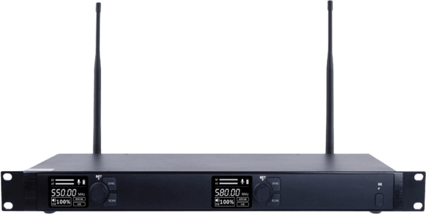 Receptor Inalámbrico Dual Canal Digital U-Band | 4 Bandas de Frecuencia (470-830 MHz) | Transmisión Digital pi/4-DQPSK | Pantalla TFT-LCD 2.2" | Anti-Interferencia con ID Code Pilot | Salidas Balanceadas y Desbalanceadas | Ecualizacion