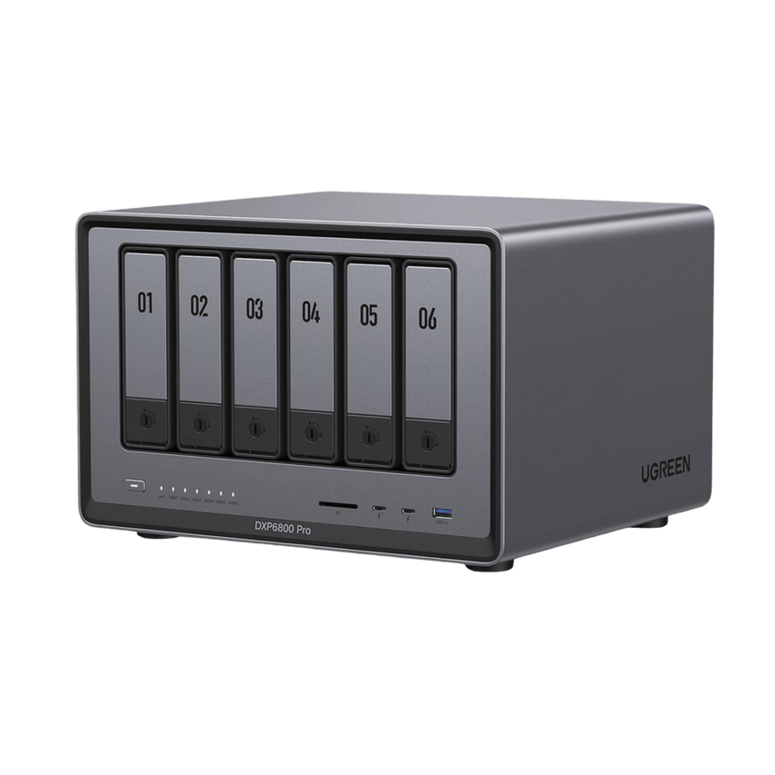 NAS UGREEN NASync DXP6800 Pro / Intel Core i5-1235U 10 Núcleos / 6 Bahías SATA + 2 M.2 NVMe / 2 Puertos Thunderbolt 4 / 2 Puertos 10GbE / 8K HDMI / PCIe 4.0 x4 / DDR5 Hasta 64GB / Compatibilidad Multiplataforma
