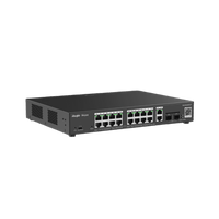Switch L2 Administrable PoE con 16 puertos Gigabit PoE 802.3af/at + 2 SFP para fibra 1Gb, gestión gratuita desde la nube, 240w