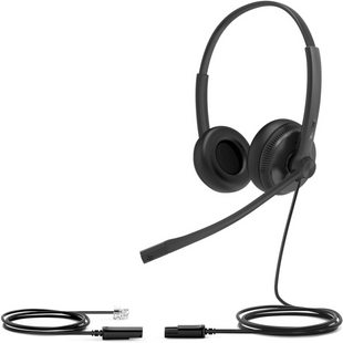 Diadema Alámbrica YHS34 Dual de Yealink QD a RJ9 con Almohadillas de Cuero