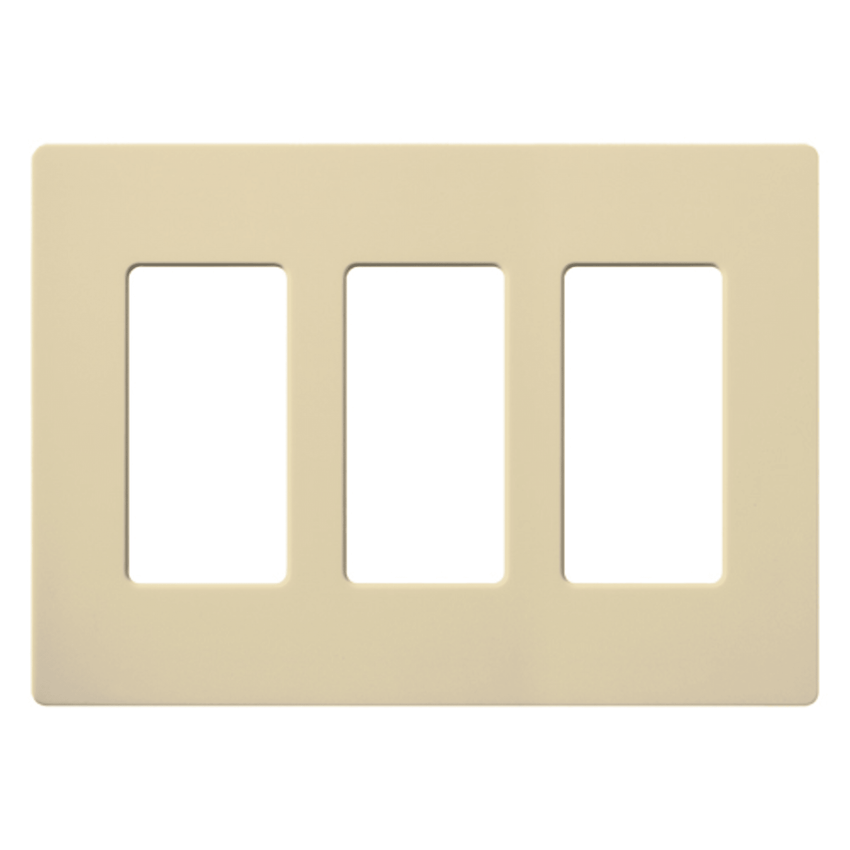 Placa de pared 3 espacios, color blanco, para atenuador (dimmer), switch ó control remoto PICO inalámbrico.