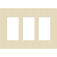 Placa de pared 3 espacios, para atenuador (dimmer), apagador ó control remoto inalámbrico LUTRON.