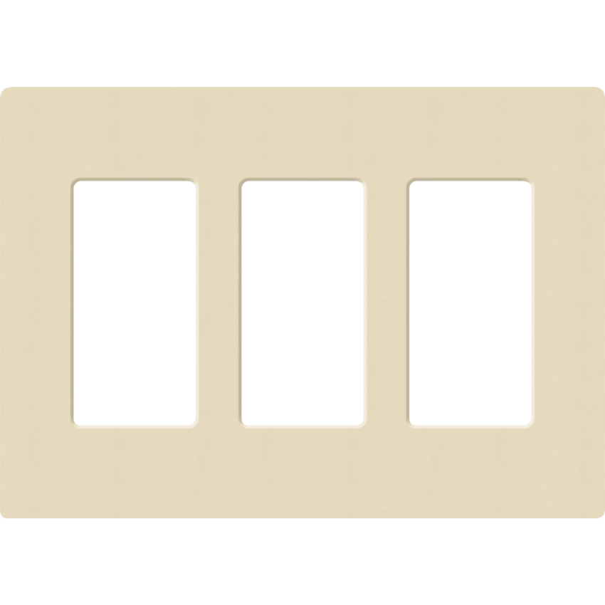 Placa de pared 3 espacios, para atenuador (dimmer), apagador ó control remoto inalámbrico LUTRON.