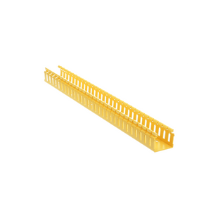 Canaleta Ranurada de PVC sin Tapa, Tipo H (Tapa Abisagrada), 2 in de Ancho, 2 in de Alto y 3048 mm de Largo, Color Amarillo