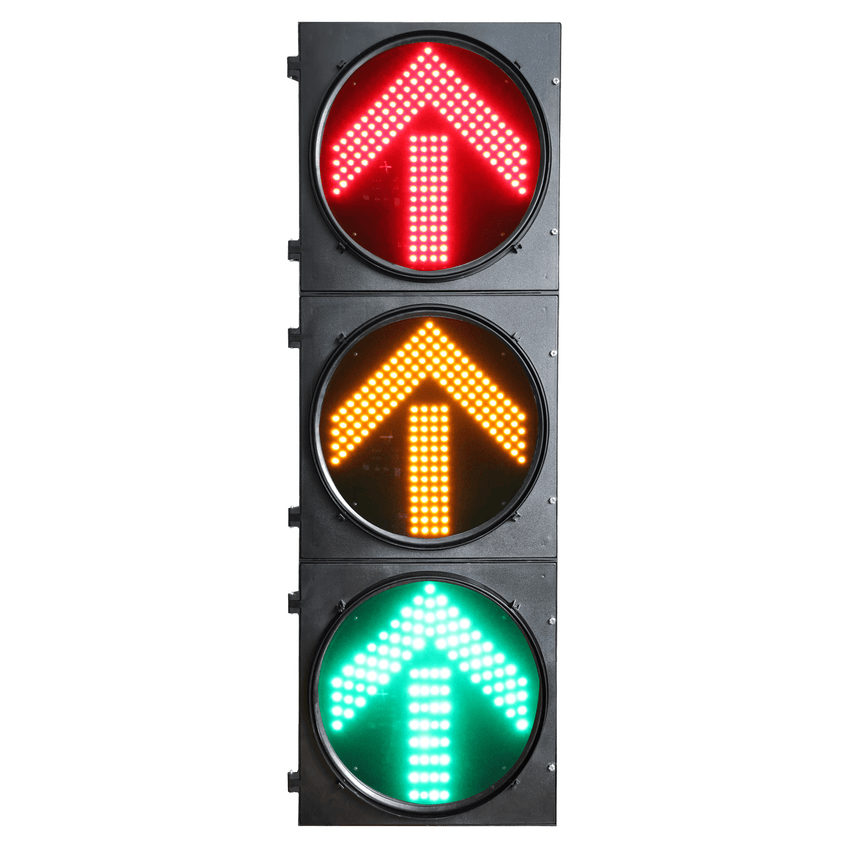 Semáforo de Tráfico Vertical / LED de Cuatro Elementos / Luces Rojas, Amarillas y Verdes / Carcasa PC y ABS / Acabado Mate / Protección IP53 / Transformador AC 24 V / Peso 20 kg