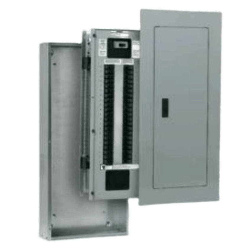 Tablero de alumbrado P1, 18 circuitos, Barras en aluminio 250 AMP, Frente de sobreponer, Sin zapatas principales.
