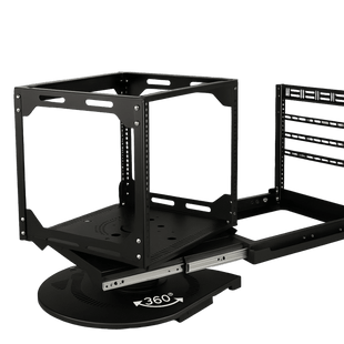 Rack Deslizable y Giratorio | Estructura Abierta | 360° Rotación | 10U-12U-15U | Hasta 68 kg | Cable Management | EIA/ECA-310-E