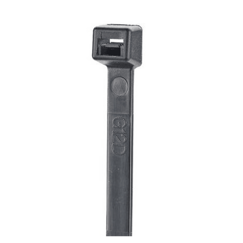 Cincho de Nylon 6.6 StrongHold™, 1220mm largo x 9mm ancho, Color Negro, Cámara impelente, Paquete de 50pz