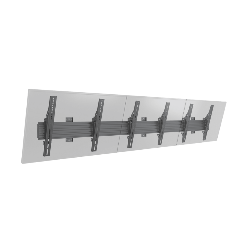Soporte de Pared para TV / Riel Triple 400T / Capacidad 110 lbs (50 kg) / Compatible 32"-65" / VESA 100x100-600x400 mm / Ajuste Ángulo 5°-15° / Montaje Profesional