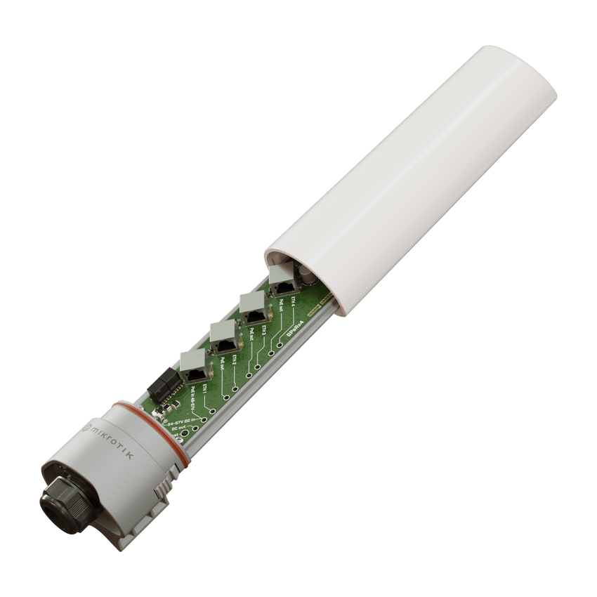 (GPeRx4) Extensor PoE administrable SwOS para exterior/ 3 puertos de salida af/at / PoE IN 90 Wats / Puertos Aislados