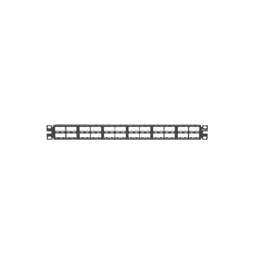 Panel de Parcheo Modular Mini-Com (Sin Conectores), Plano, Sin Blindaje, Alta Densidad, Números Pre-impresos, de 48 Puertos, 1 UR