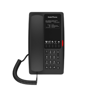 Teléfono IP WI-FI para Hotelería, Puerto USB-A para carga, 5 teclas programables para servicio rápido (Hotline), plantilla personalizable con PoE