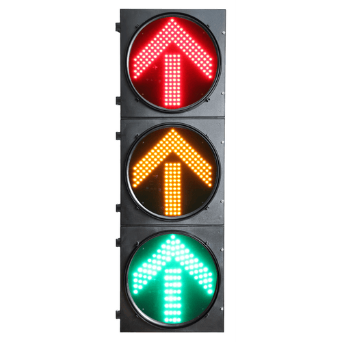 Semáforo de Tráfico Vertical / LED de Cuatro Elementos / Luces Rojas, Amarillas y Verdes / Carcasa PC y ABS / Acabado Mate / Protección IP53 / Transformador AC 24 V / Peso 20 kg