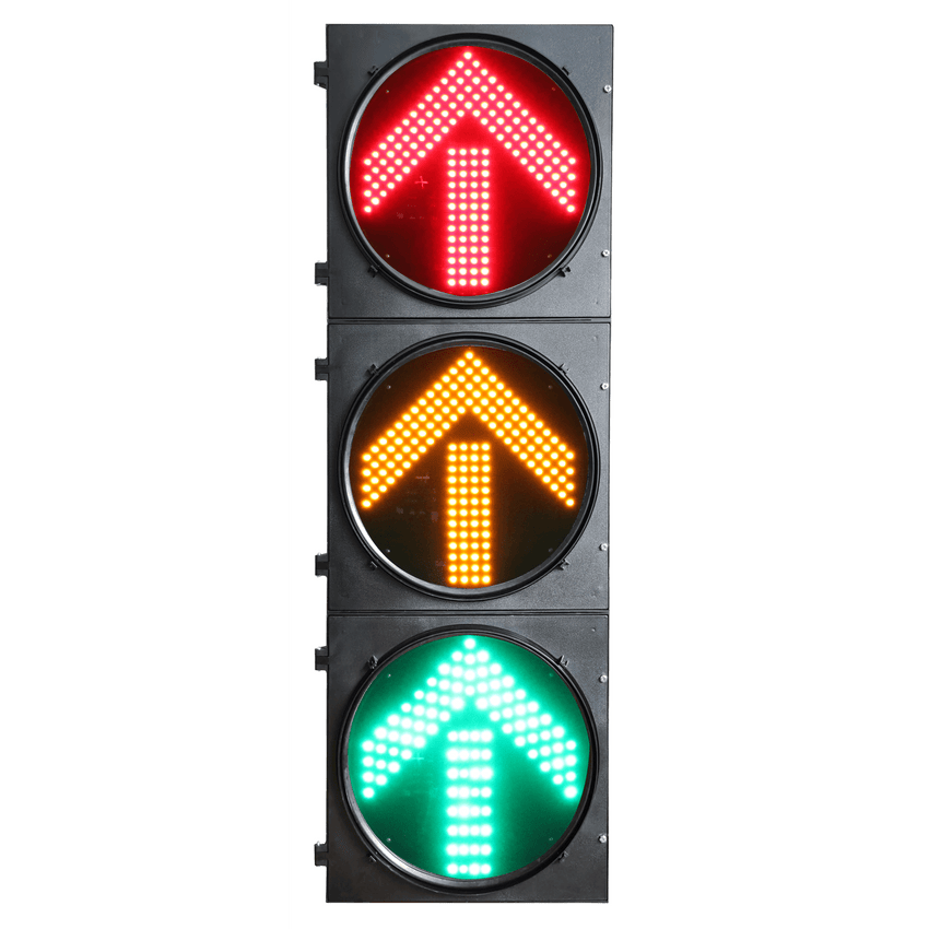 Semáforo de Tráfico Vertical / LED de Cuatro Elementos / Luces Rojas, Amarillas y Verdes / Carcasa PC y ABS / Acabado Mate / Protección IP53 / Transformador AC 24 V / Peso 20 kg