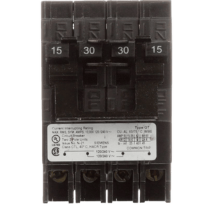 Interruptor automático CUADRUPLEX enchufable tipo QT 2 polos dobles, 30-30 amp