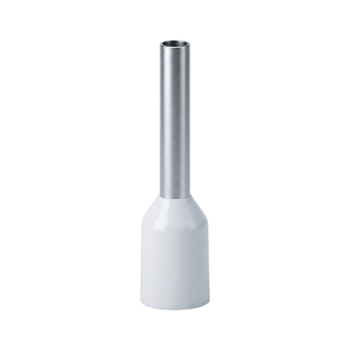 Conector Ferrule | 22AWG | 0.5mm²  | Conductor Latón Estañado  | Aislamiento PVC Blanco | 25 Piezas por Bolsa