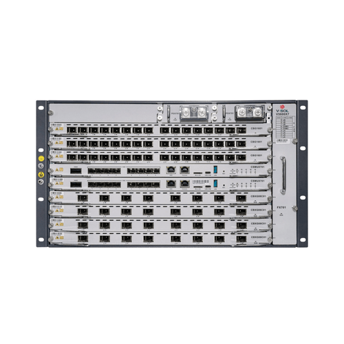 OLT Modular tipo Chasis GPON/XGS-PON Combo, 7 Ranuras de Servicio, Incluye 1 Tarjeta de Servicio de 16 puertos GPON