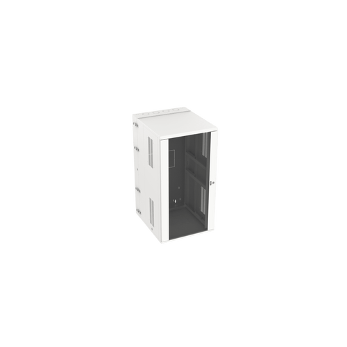 Gabinete PanZone de Montaje en Pared, de 19in, Puerta con Ventana de Seguridad, 26 UR, 762mm de Profundidad, Color Blanco