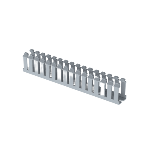 Canaleta Ranurada de PVC sinTapa, Tipo F, 23.6 mm de Ancho, 39.9 mm de Alto y 1.8 m de Largo, Color Gris