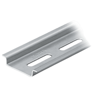 Carril DIN de Acero / 35 x 7.5 mm / Longitud 2 m (78.74 in) / Perforado según EN 60715 / Color Plateado / Para Instalaciones Eléctricas
