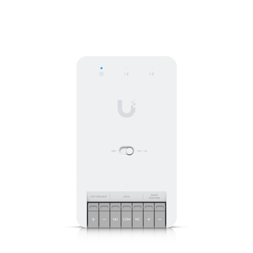 Centro de Control de Acceso Compacto Ubiquiti UniFi / Terminal de Bloqueo 12V / Entradas Adicionales Sensor y Botón / Alimentación PoE++ / Conexión para Dos Lectores o Cámaras / Uso Interior