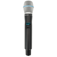 Micrófono Mano Inalámbrico EP-59H | Rango Frecuencia 470-510MHz, 540-590MHz, 640-690MHz, 807-830MHz | Potencia Salida ≥10dBm | Autonomía >10 Horas | Mute Automático por Caída | Display OLED | 7 Niveles Potencia Aju