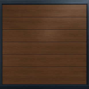 Puerta de Garage de Alta Calidad / Linea Central / Imitacion madera / oscura / 18x8 pies / AISLADA / Estilo Americana.