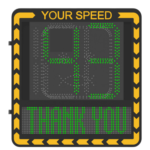 Pantalla LED de Señalización de Velocidad por Radar / Detección de Velocidad en Tiempo Real / Rango de Detección de 100 m / Hasta 32 Objetivos Detectados / Pantalla LED de Alta Visibilidad / Instalación en Carril o Later