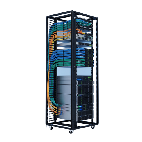 Organizador Vertical de Cables para Rack 45 UR (79 in) / Acero Negro RAL 9005 / Sección 95x208 mm (3.7x8.2 in) / Capacidad 726 Cables / Dedos cada 1.75 pulg / ProLine S1 HOFFMAN