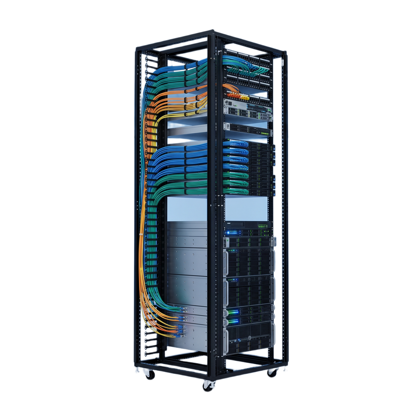 Organizador Vertical de Cables para Rack 45 UR (79 in) / Acero Negro RAL 9005 / Sección 95x208 mm (3.7x8.2 in) / Capacidad 726 Cables / Dedos cada 1.75 pulg / ProLine S1 HOFFMAN