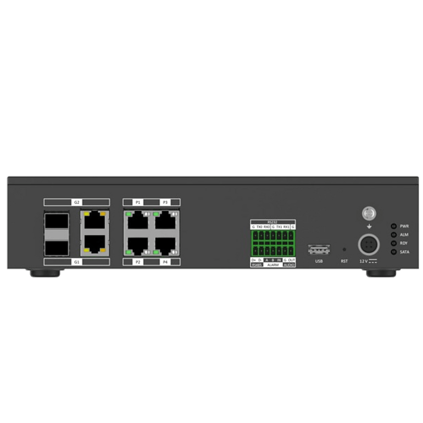 Terminal Server para Tráfico Inteligente / 8 Canales Hasta 20MP / 8TB HDD / 4 Puertos Ethernet 100M + 2 Puertos Gigabit / Exterior IP67 / Protocolos H.264-H.265 / Gestión de Tráfico y Video