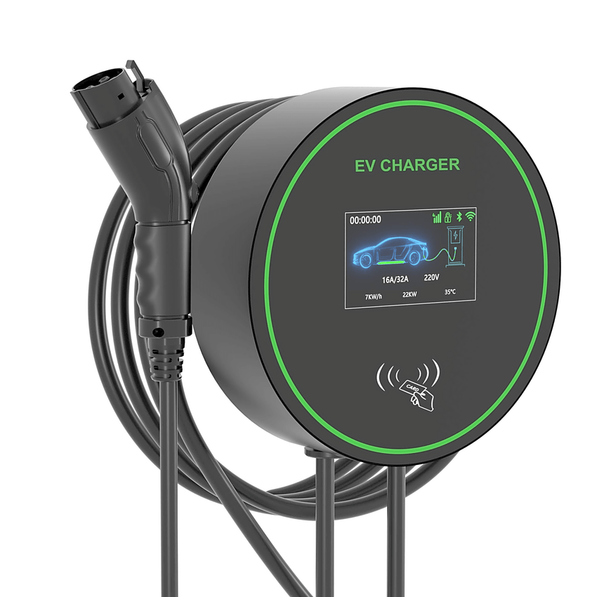 Estaci�n de Carga para Veh�culos El�ctricos / 48 A / 11.5 kW / Conector Tipo 1 (SAE J1772) / 220-250 V Monof�sico / Pantalla LCD 4.3 in (10.9 cm) / Cable TPU 5 m (16.4 ft) / Plug and Play / APP M�vil / RFID / Carcasa Aluminio y UL94-V0