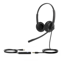 Diadema USB Alámbrica Yealink UH34 Dual Teams C/ Almohadillas de Cuero Compatible con Teléfonos IP Yealink y Computadoras