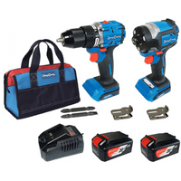 Kit Taladro Percutor y Atornillador de Impacto 20V / Motor Brushless / 2 Bater�as 4.0Ah Li-ion / Cargador y Bolsa de Transporte