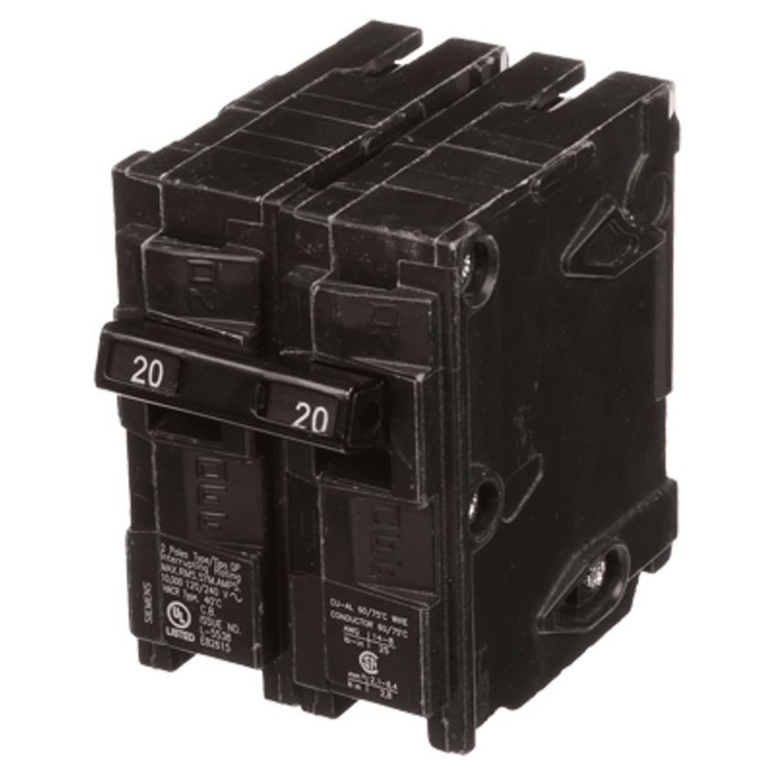 Interruptor automático enchufable tipo QP 2 polos, 20 amp