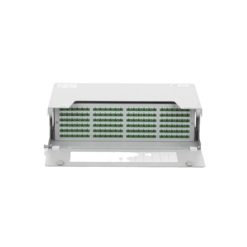 Distribuidor de Fibra Óptica para 144 empalmes, con 144 acopladores SC/APC y 144 pigtails, 19", 5 UR