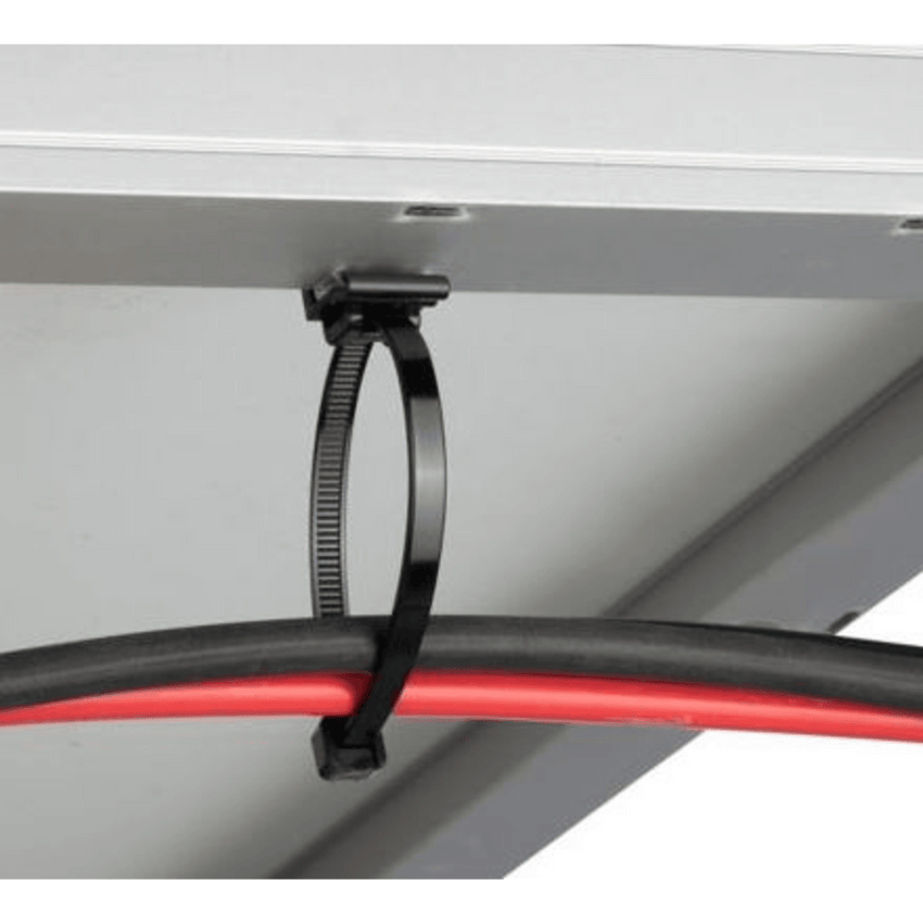 Cincho de Nylon 6.6 Solar Clip, 188mm largo x 14mm ancho, Color Negro, Exterior Resistente a Rayos UV, Paquete de 100pz